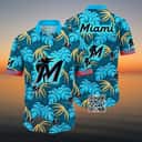 MLB Miami Marlins Hawaiian Shirt Palm Leaves Pattern Best Beach Gift MLB Miami Marlins Hawaiian Shirt Palm Leaves Pattern Best Beach Gift