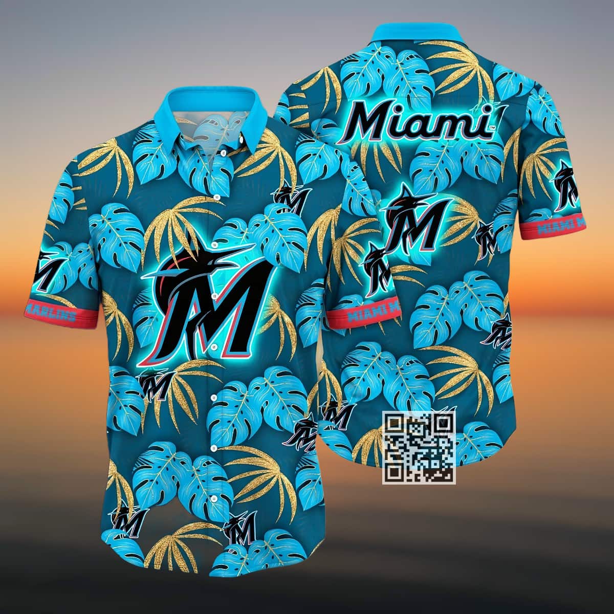 MLB Miami Marlins Hawaiian Shirt Palm Leaves Pattern Best Beach Gift MLB Miami Marlins Hawaiian Shirt Palm Leaves Pattern Best Beach Gift