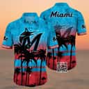 MLB Miami Marlins Hawaiian Shirt Palm Tree Pattern All Over Print