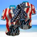 MLB Miami Marlins Hawaiian Shirt US Flag
