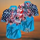 Aloha Miami Marlins Hawaiian Shirt US Flag Gift For MLB Fans Aloha Miami Marlins Hawaiian Shirt US Flag Gift For MLB Fans