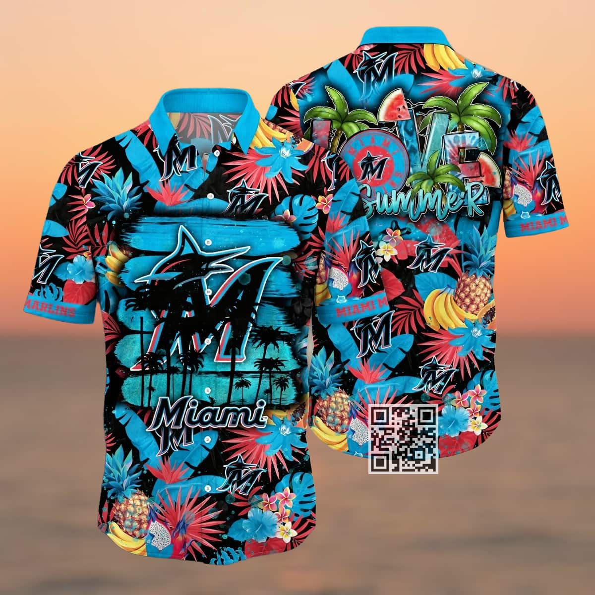 Summer Vibes MLB Miami Marlins Hawaiian Shirt Tropical Fruit Pattern Summer Vibes MLB Miami Marlins Hawaiian Shirt Tropical Fruit Pattern