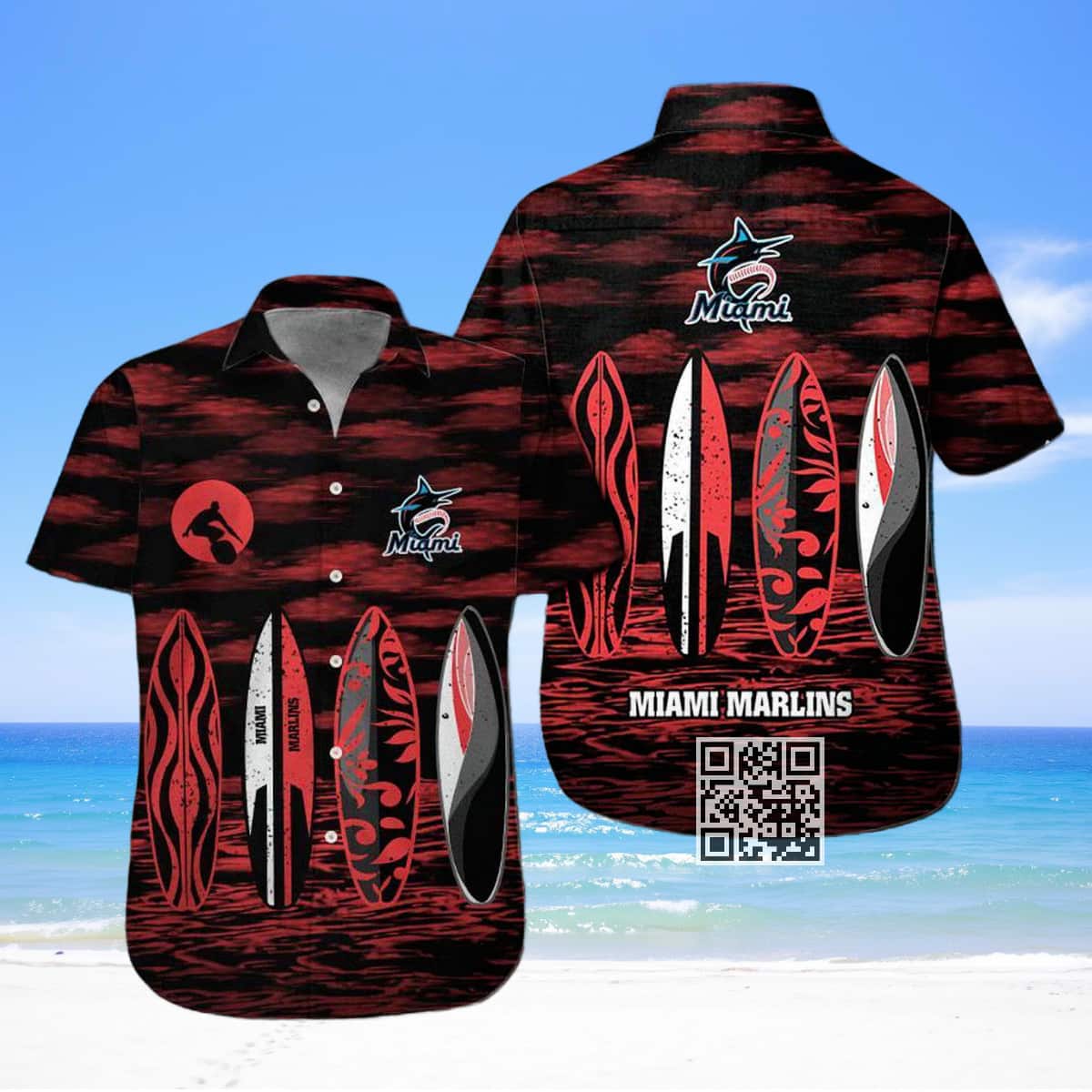MLB Miami Marlins Hawaiian Shirt Surfing Pattern