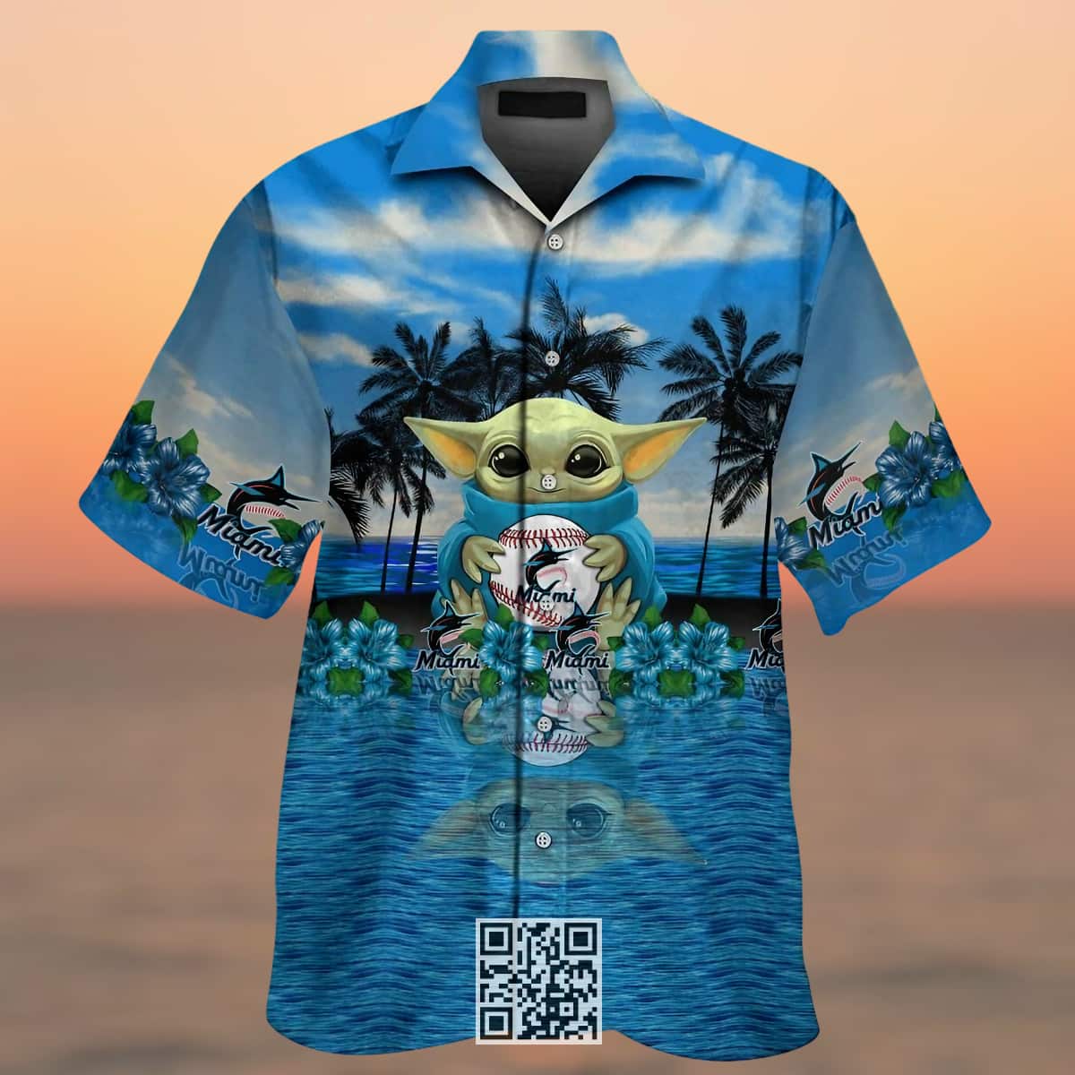 Baby Yoda Loves MLB Miami Marlins Hawaiian Shirt Baby Yoda Loves MLB Miami Marlins Hawaiian Shirt