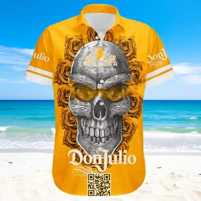 Halloween Don Julio Tequila Hawaiian Shirt Skull Rose