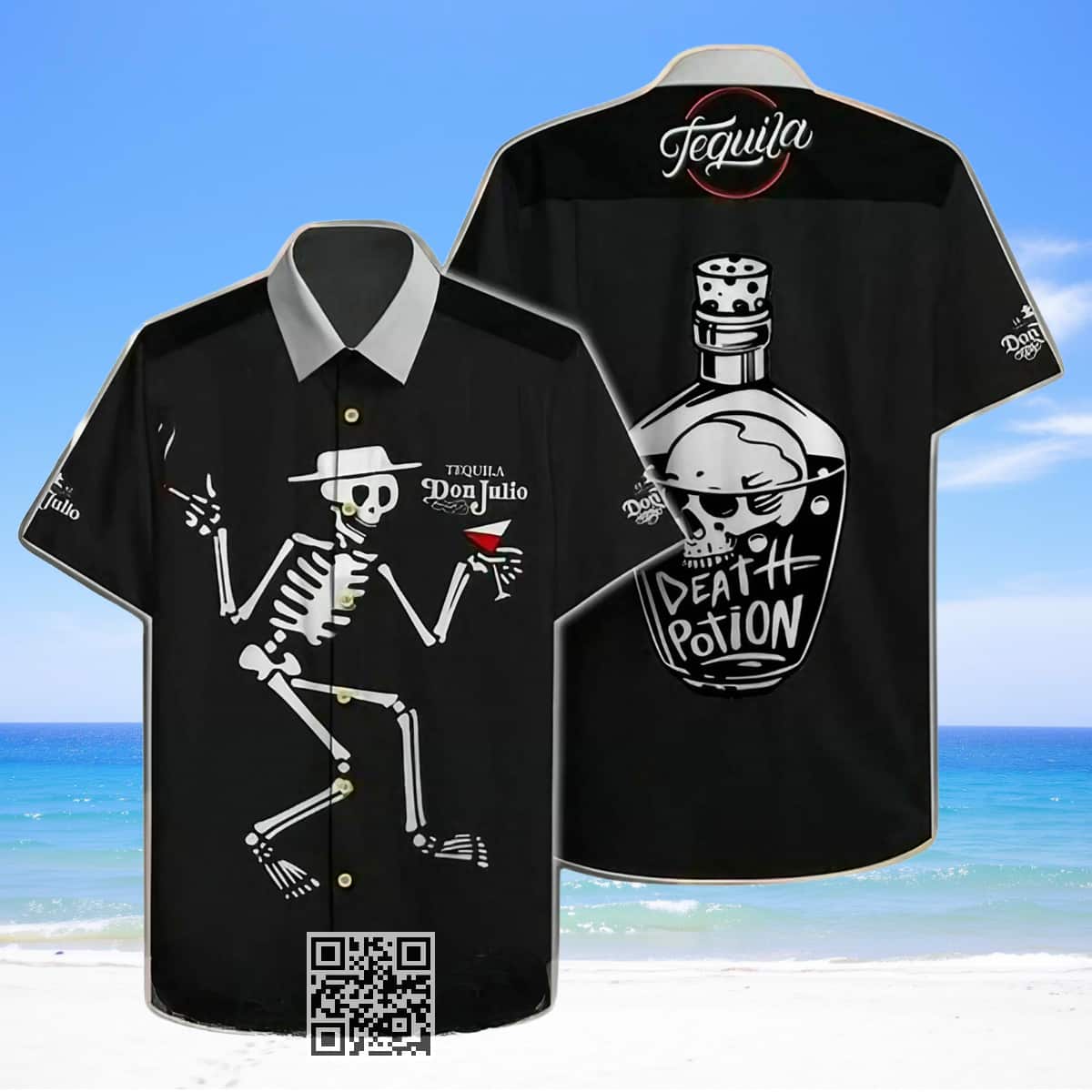 Halloween Don Julio Tequila Black Hawaiian Shirt Skeleton