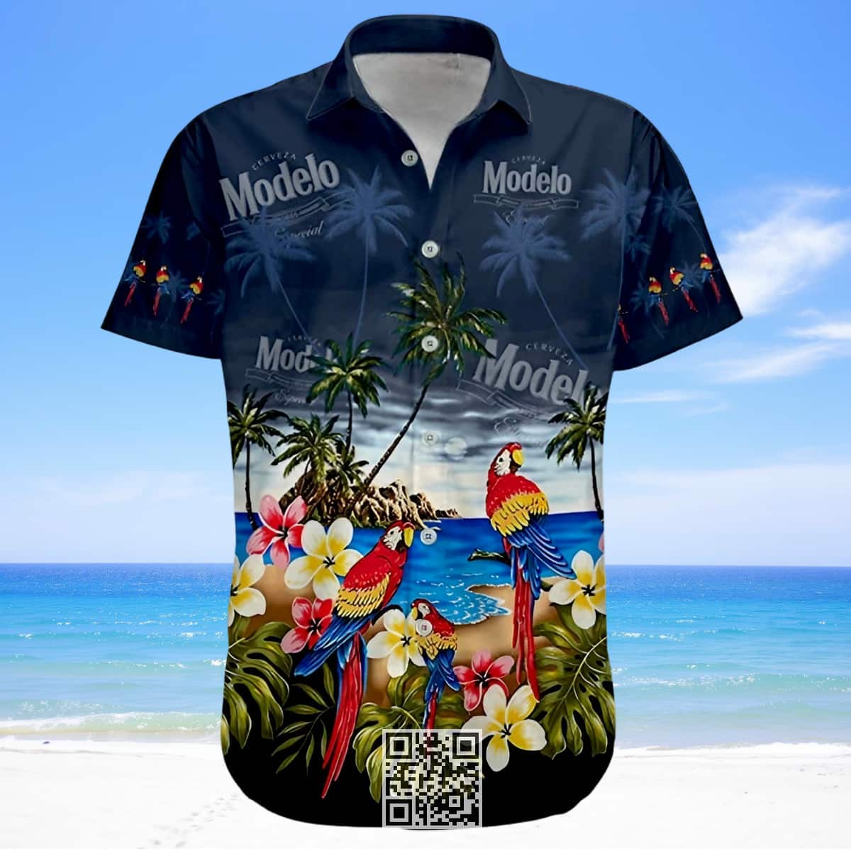 Modelo Beer Hawaiian Shirt Tropical Bird Palm Tree Pattern Modelo Beer Hawaiian Shirt Tropical Bird Palm Tree Pattern