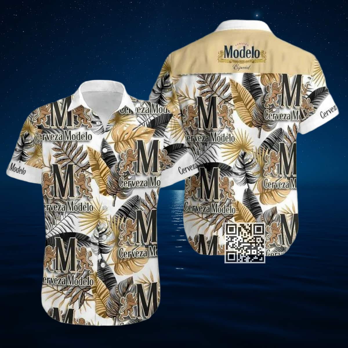 Aloha Cerveza Modelo Beer Hawaiian Shirt Palm Leaves Pattern