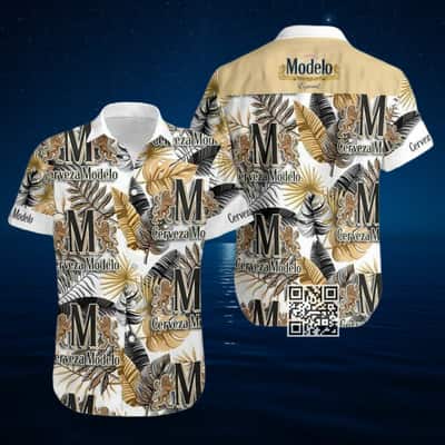 Aloha Cerveza Modelo Beer Hawaiian Shirt Palm Leaves Pattern Aloha Cerveza Modelo Beer Hawaiian Shirt Palm Leaves Pattern