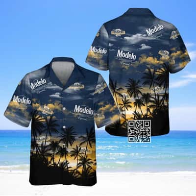 Aloha Modelo Beer Hawaiian Shirt Tropical Sunset