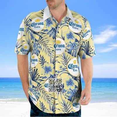 Corona Extra Beer Hawaiian Shirt Palm Leaves Pattern Best Beach Gift