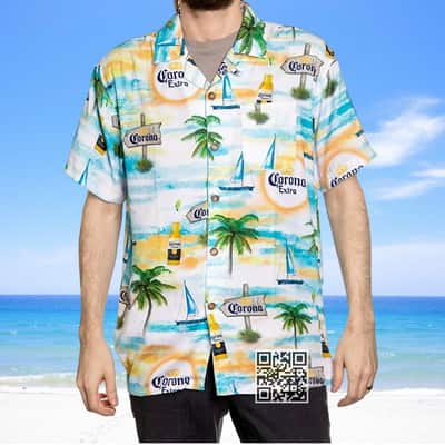 Aloha Corona Extra Hawaiian Shirt Beach Pattern