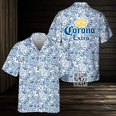Corona Extra Beer Hawaiian Shirt Summer Doodle Art All Over Print Corona Extra Beer Hawaiian Shirt Summer Doodle Art All Over Print