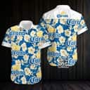 Aloha Corona Beer Hawaiian Shirt Hibiscus Flower Pattern