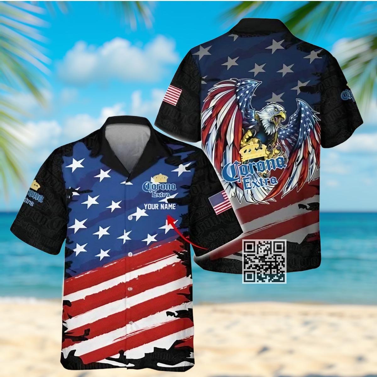 Personalized Corona Extra Beer Hawaiian Shirt Freedom Eagle Custom Name