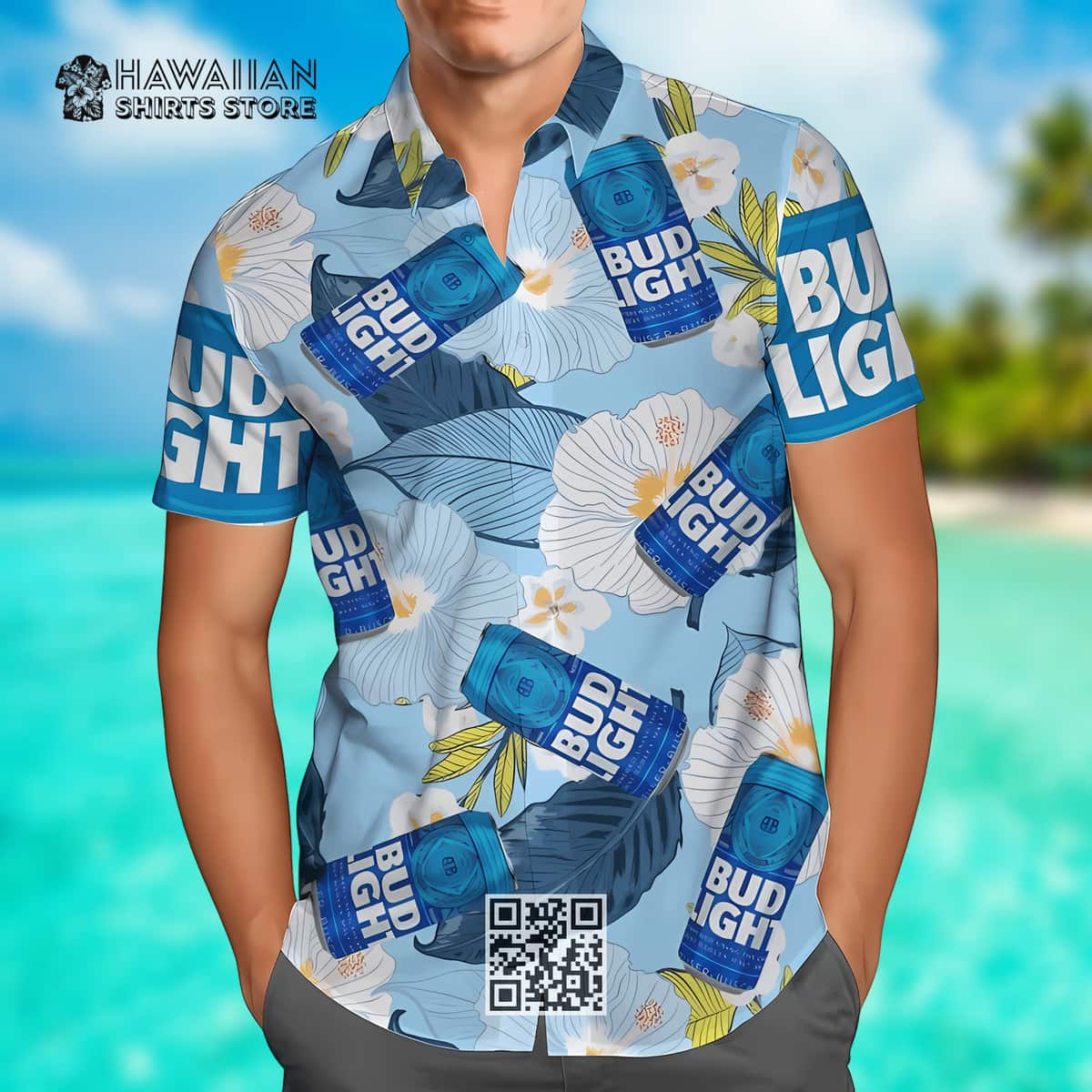 Bud Light Floral Hawaiian Shirt Gift For Beer Lovers