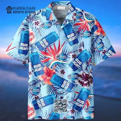 Bud Light Beer Hawaiian Shirt Tropical Flowers Gift For Beach Lovers Bud Light Beer Hawaiian Shirt Tropical Flowers Gift For Beach Lovers
