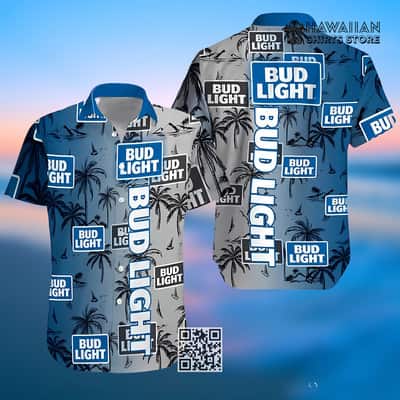 Bud Light Hawaiian Shirt Tropical Coconut Tree