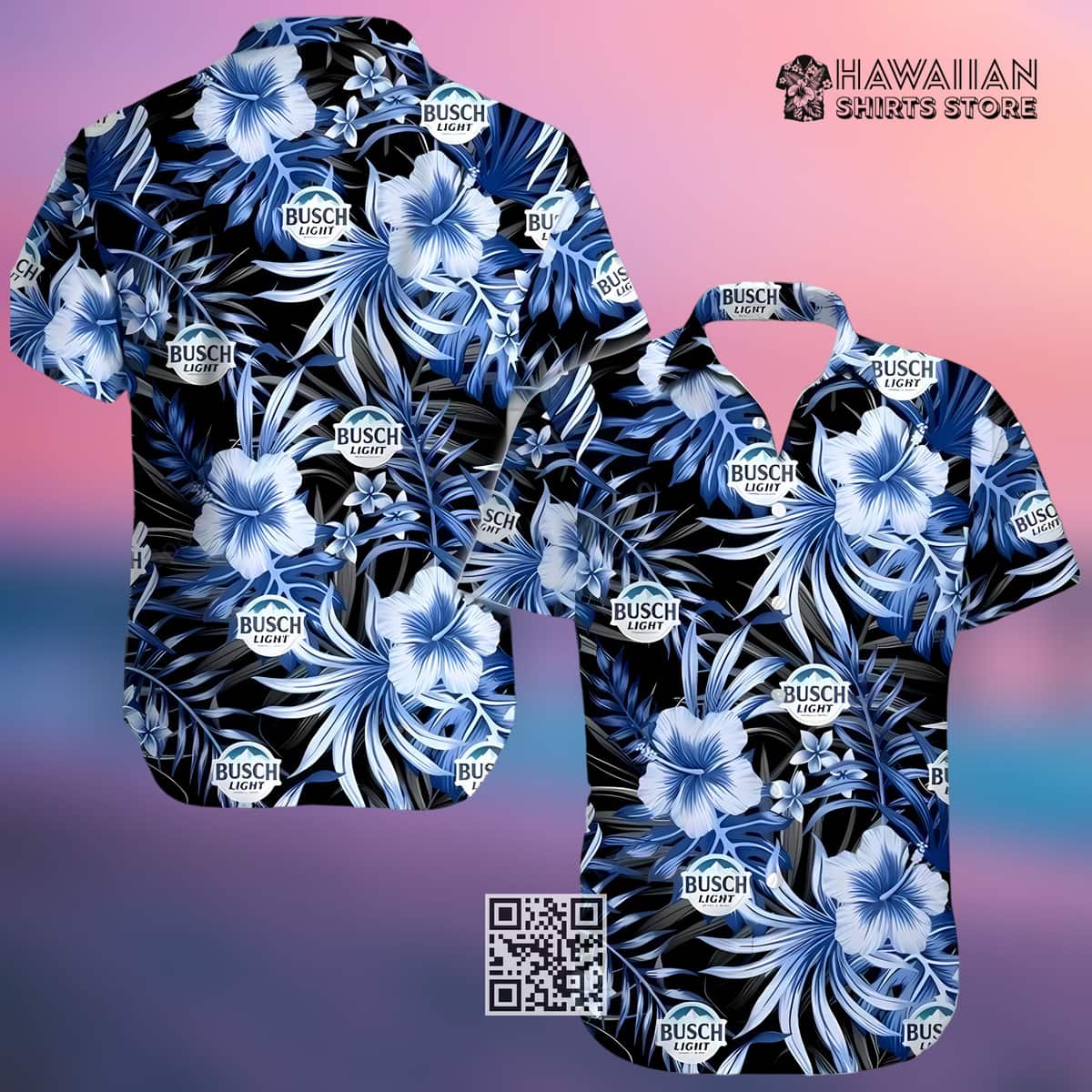 Black Bud Light Hawaiian Shirt Blue Hibiscus Gift For Beer Drinkers