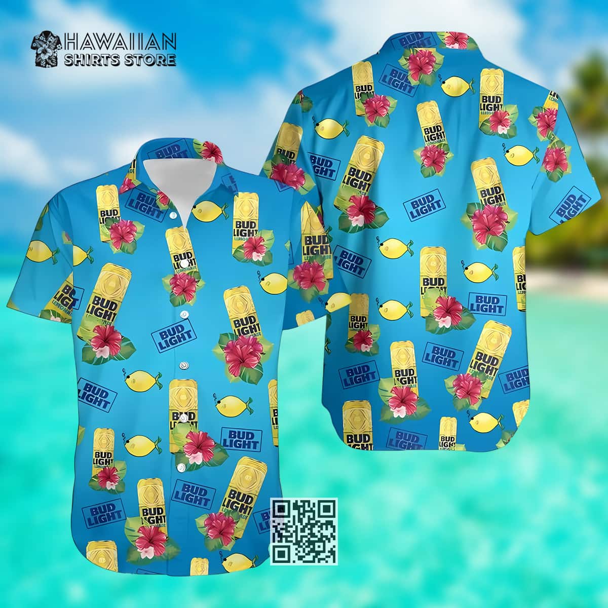 Bud Light Lemonade Beer Hawaiian Shirt Hibiscus Flowers Pattern Beach Lovers Gift