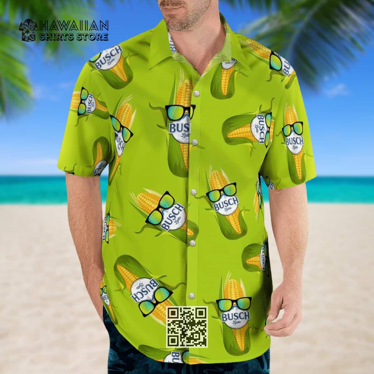 Busch Latte Beer Hawaiian Shirt Funny Corn In Sunglasses