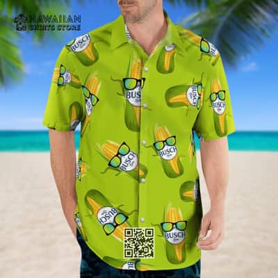 Busch Latte Beer Hawaiian Shirt Funny Corn In Sunglasses Busch Latte Beer Hawaiian Shirt Funny Corn In Sunglasses