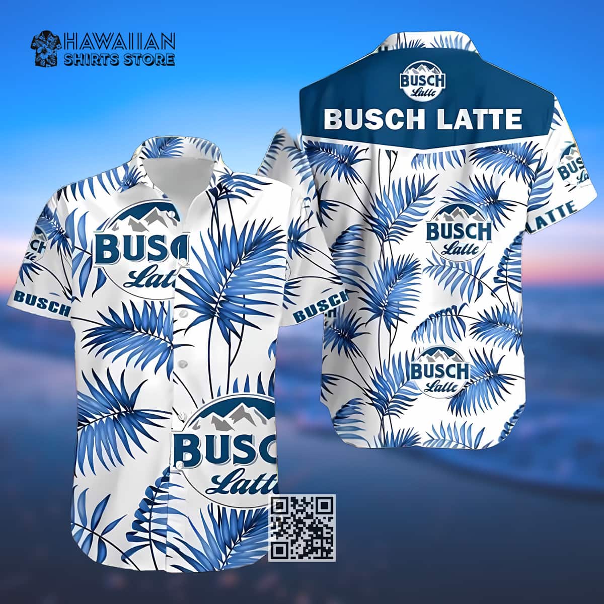 Busch Latte Summer Hawaiian Shirt Blue Leaf Gift For Beer Lovers