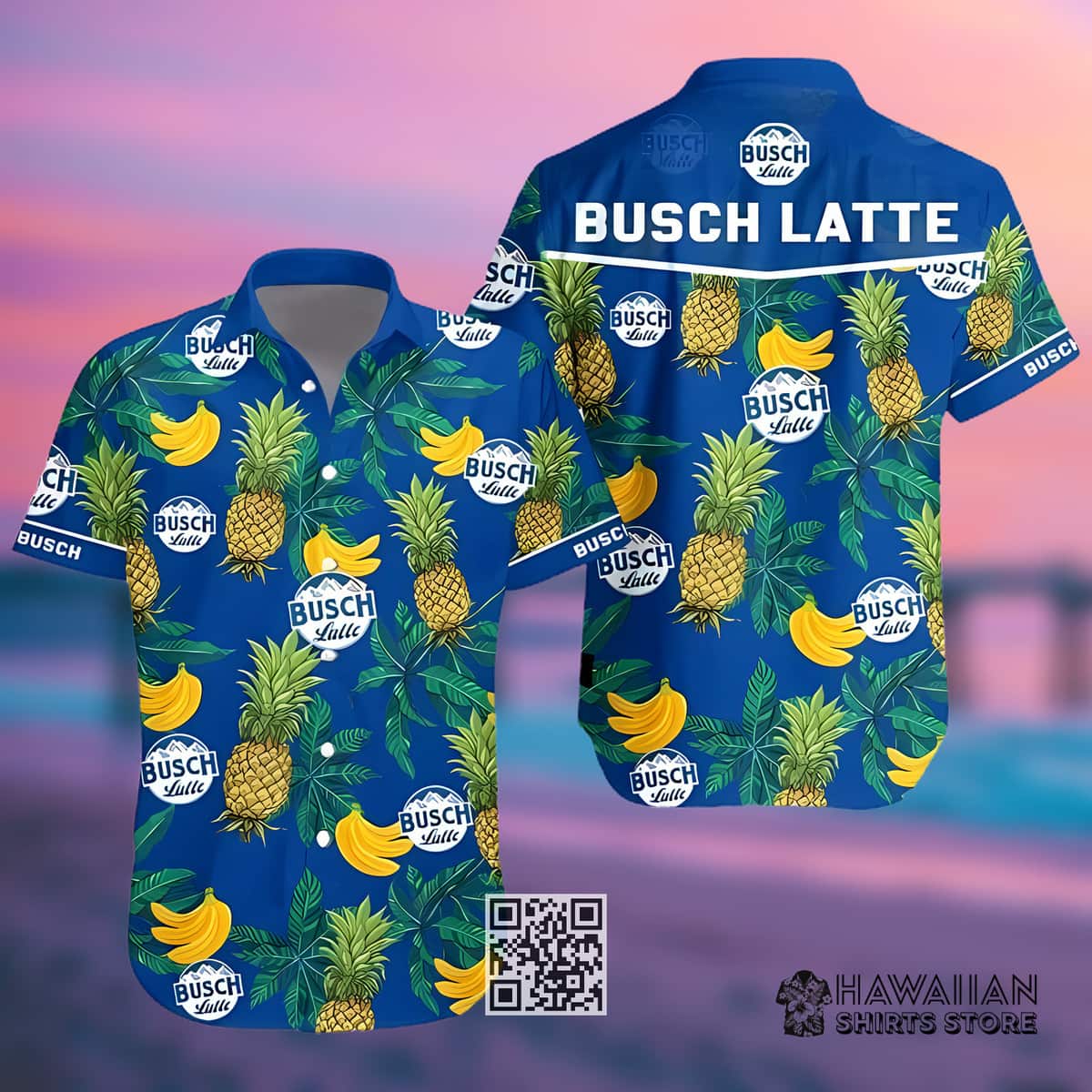 Busch Latte Beer Hawaiian Shirt Pineapple Banana Tropical