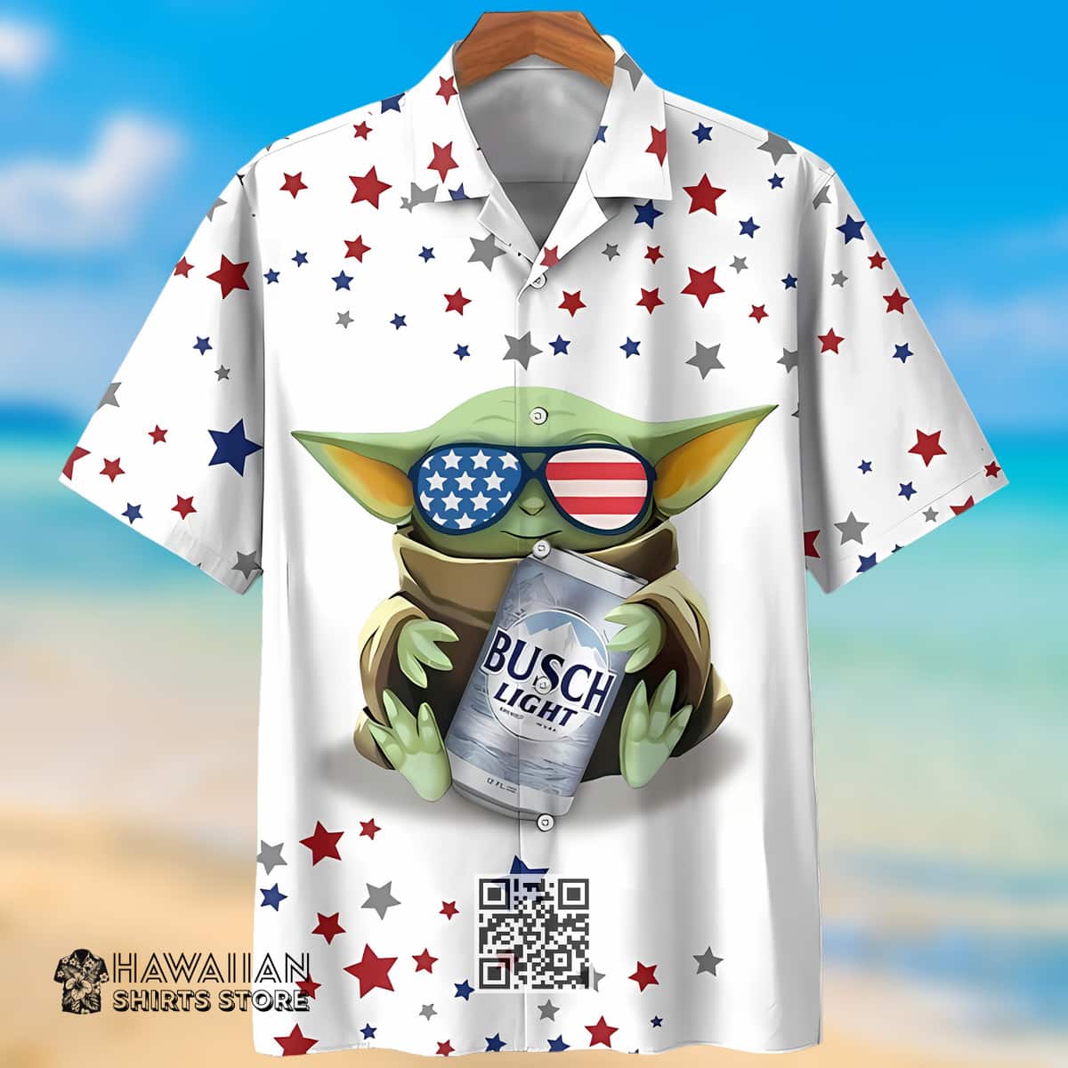 Star Wars Baby Yoda Loves Busch Light Beer Hawaiian Shirt