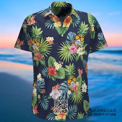 Busch Light Hawaiian Shirt Tropical Plant Pattern Gift For Beer Lovers Busch Light Hawaiian Shirt Tropical Plant Pattern Gift For Beer Lovers