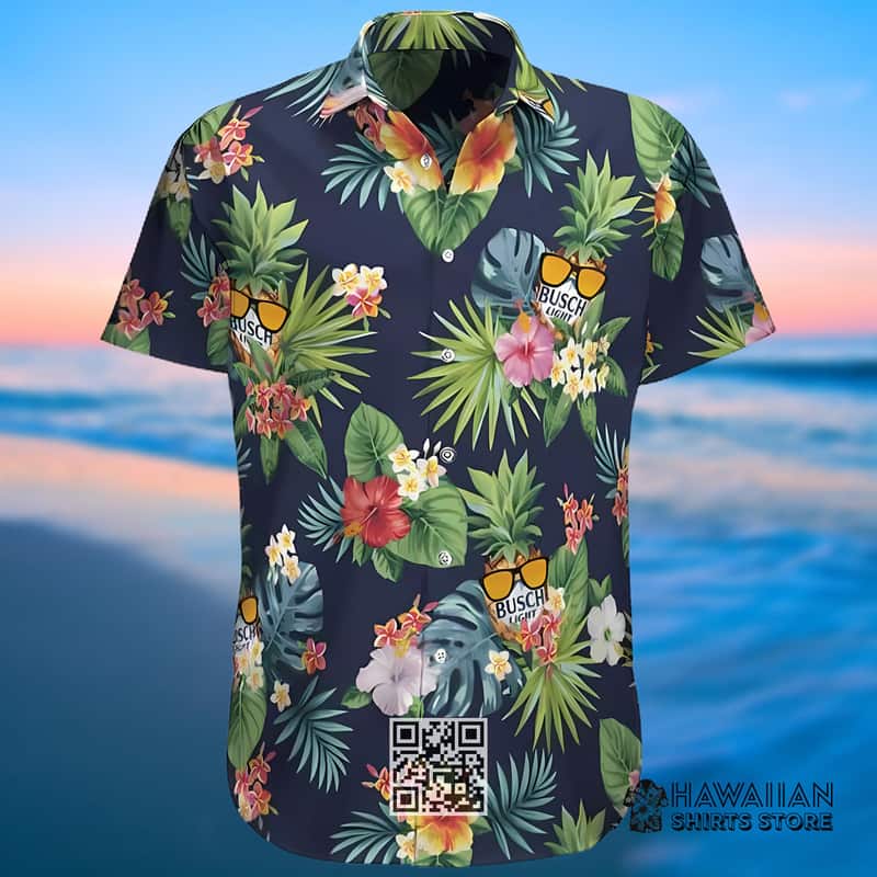 Busch Light Hawaiian Shirt Tropical Plant Pattern Gift For Beer Lovers Busch Light Hawaiian Shirt Tropical Plant Pattern Gift For Beer Lovers