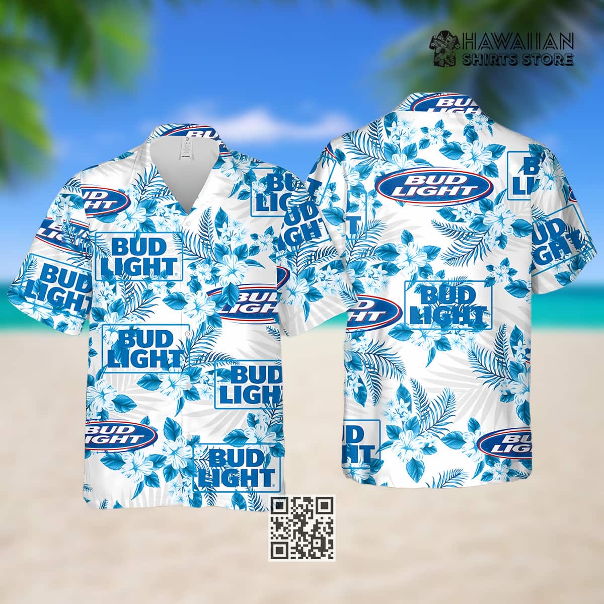 Bud Light Beer Hawaiian Shirt Blue Flower Pattern Beer Lovers Gift Bud Light Beer Hawaiian Shirt Blue Flower Pattern Beer Lovers Gift