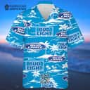 Bud Light Beer Hawaiian Shirt Beach Pattern On Blue Theme