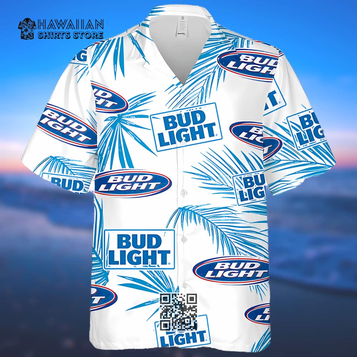 Bud Light Beer Hawaiian Shirt Palm Leaves Pattern Beach Lovers Gift Bud Light Beer Hawaiian Shirt Palm Leaves Pattern Beach Lovers Gift