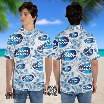 Bud Light Beer Hawaiian Shirt Tropical Flower Beach Lovers Gift