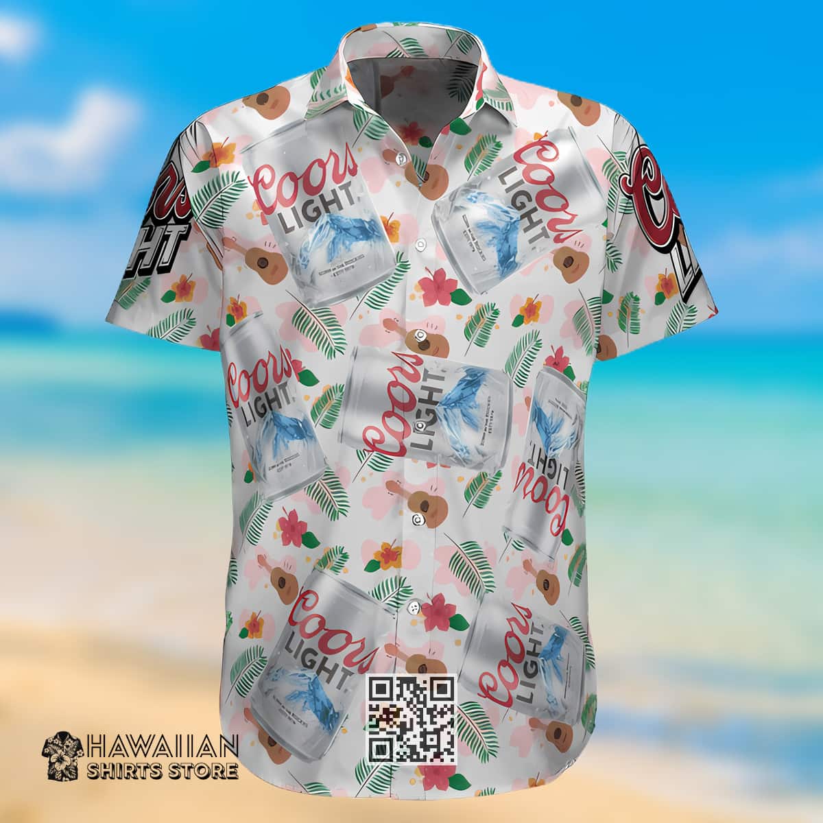 Coors Light Beer Hawaiian Shirt Floral Guitar Palm Leaf Coors Light Beer Hawaiian Shirt Floral Guitar Palm Leaf