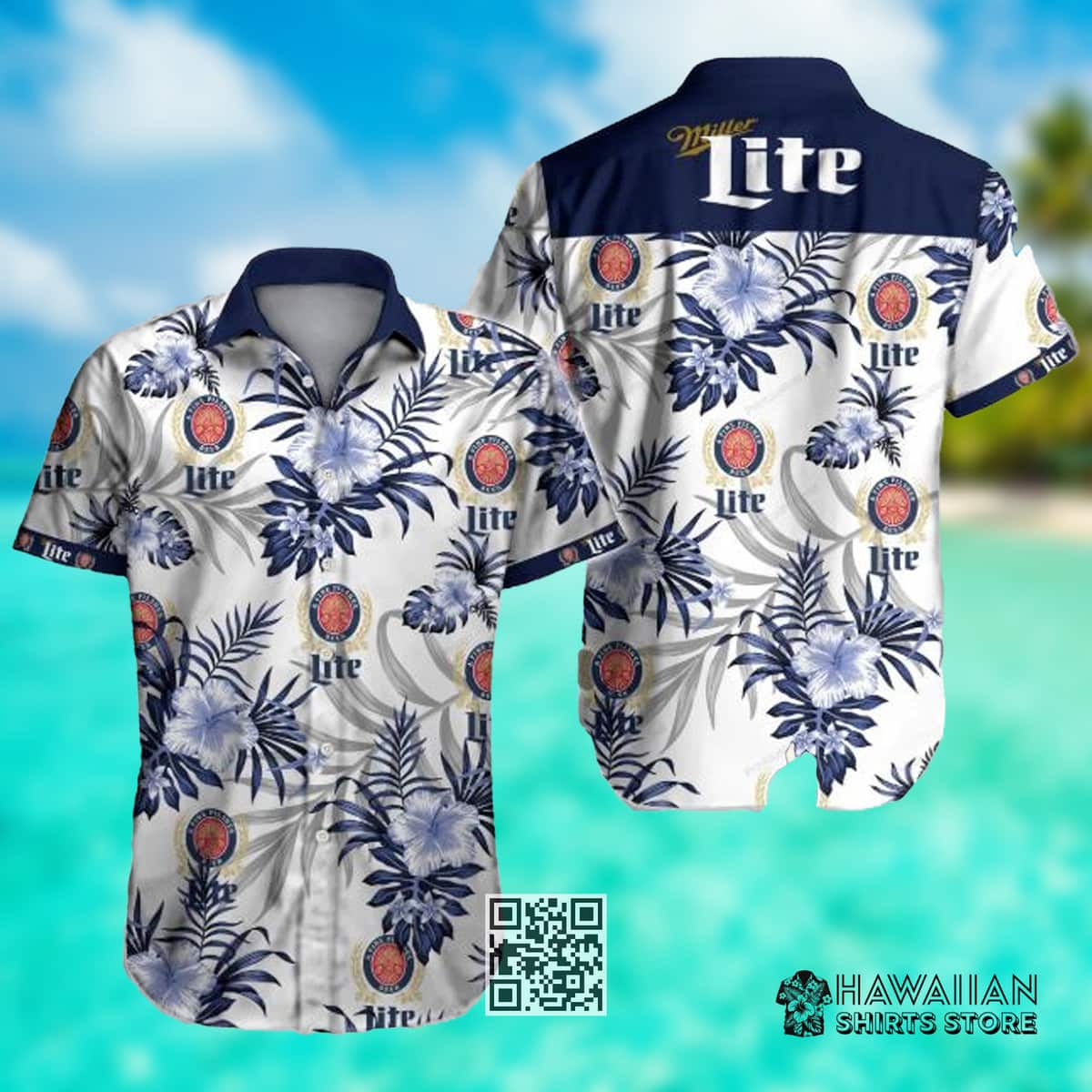 Miller Lite Beer Hawaiian Shirt Tropical Flora Beach Lovers Gift