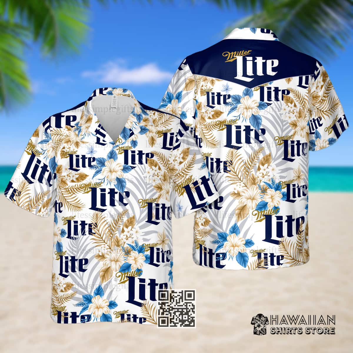 Miller Lite Hawaiian Shirt Tropical Flora Best Gift For Beer Lovers