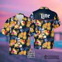 Black Aloha Miller Lite Beer Hawaiian Shirt Summer Flowers And Pineapples