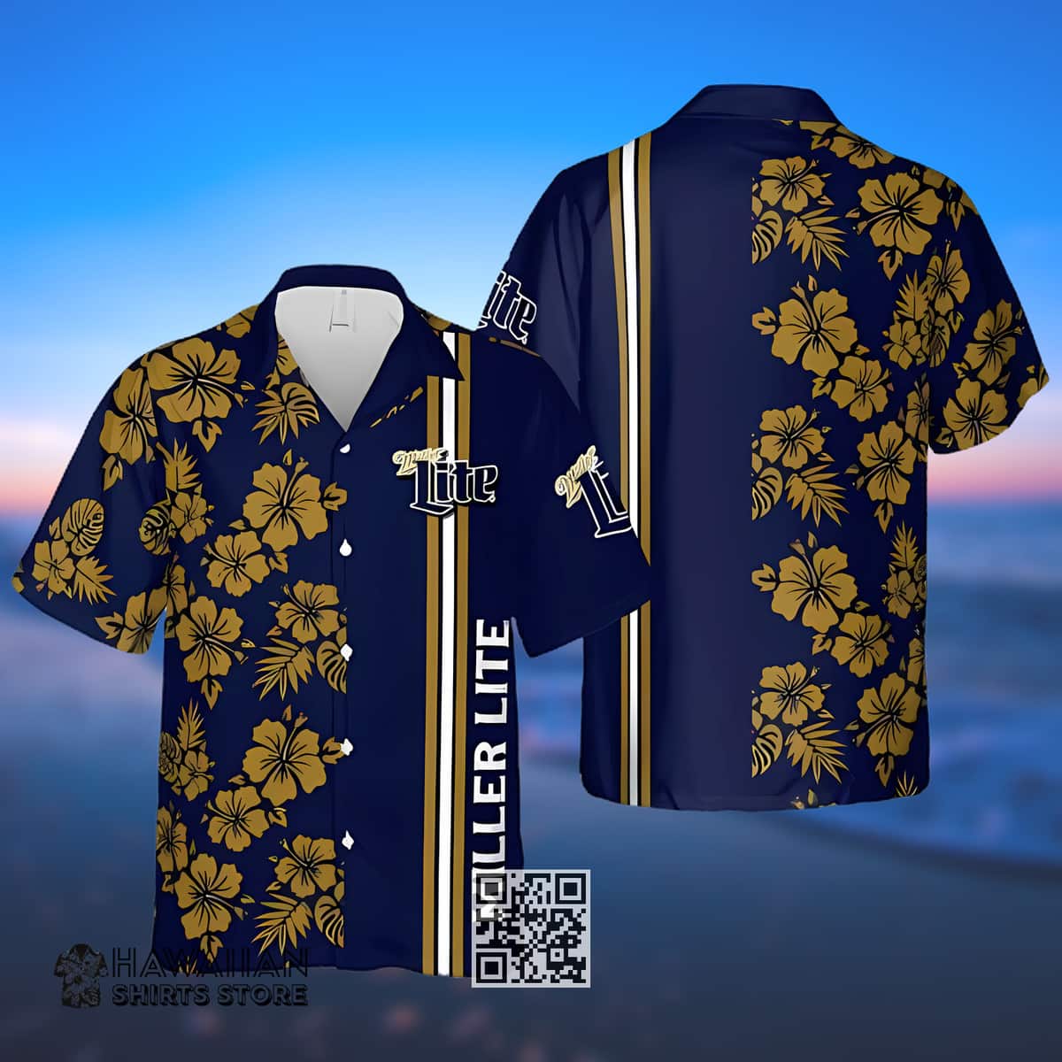 Miller Lite Hawaiian Shirt Tropical Hibiscus Gift For Beer Lovers