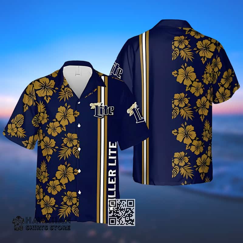 Miller Lite Hawaiian Shirt Tropical Hibiscus Gift For Beer Lovers Miller Lite Hawaiian Shirt Tropical Hibiscus Gift For Beer Lovers