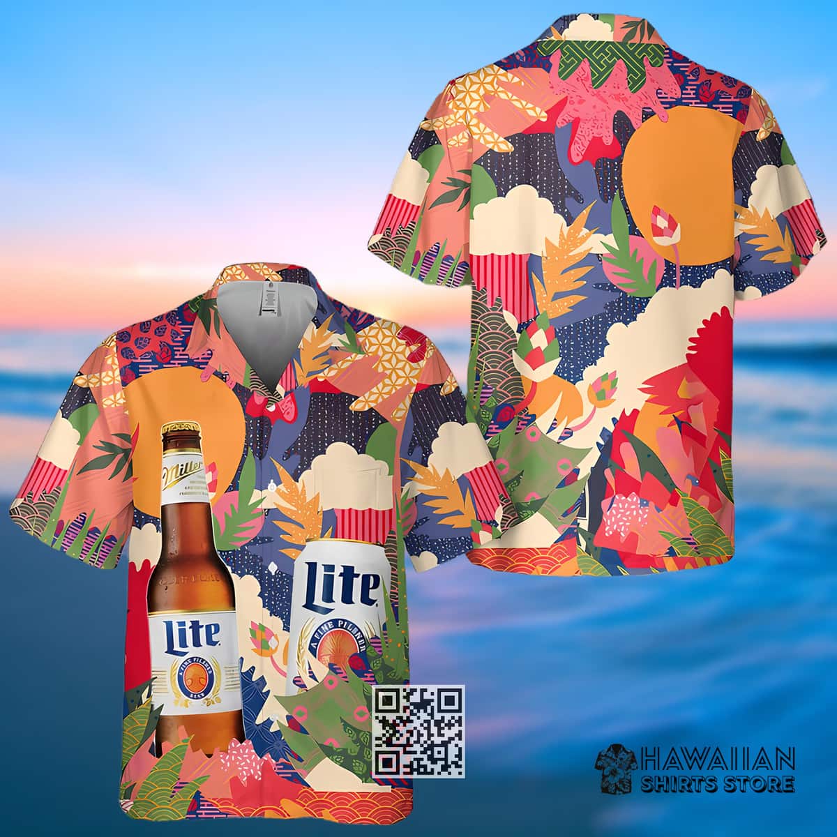 Miller Lite Hawaiian Shirt Colorful Aloha Beer Lovers Gift