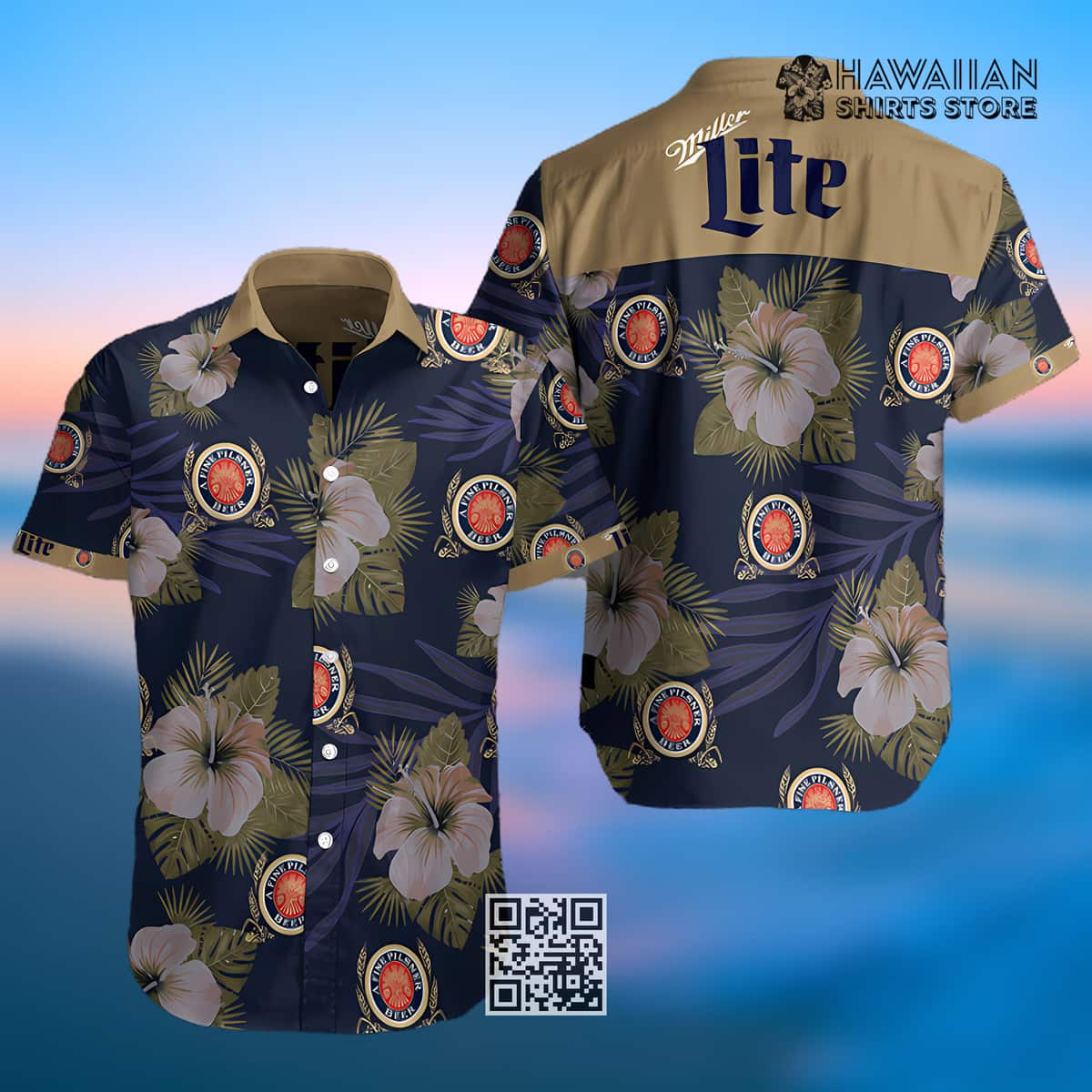Vintage Miller Lite Hawaiian Shirt A Fine Pilsner Beer Beach Lovers Gift