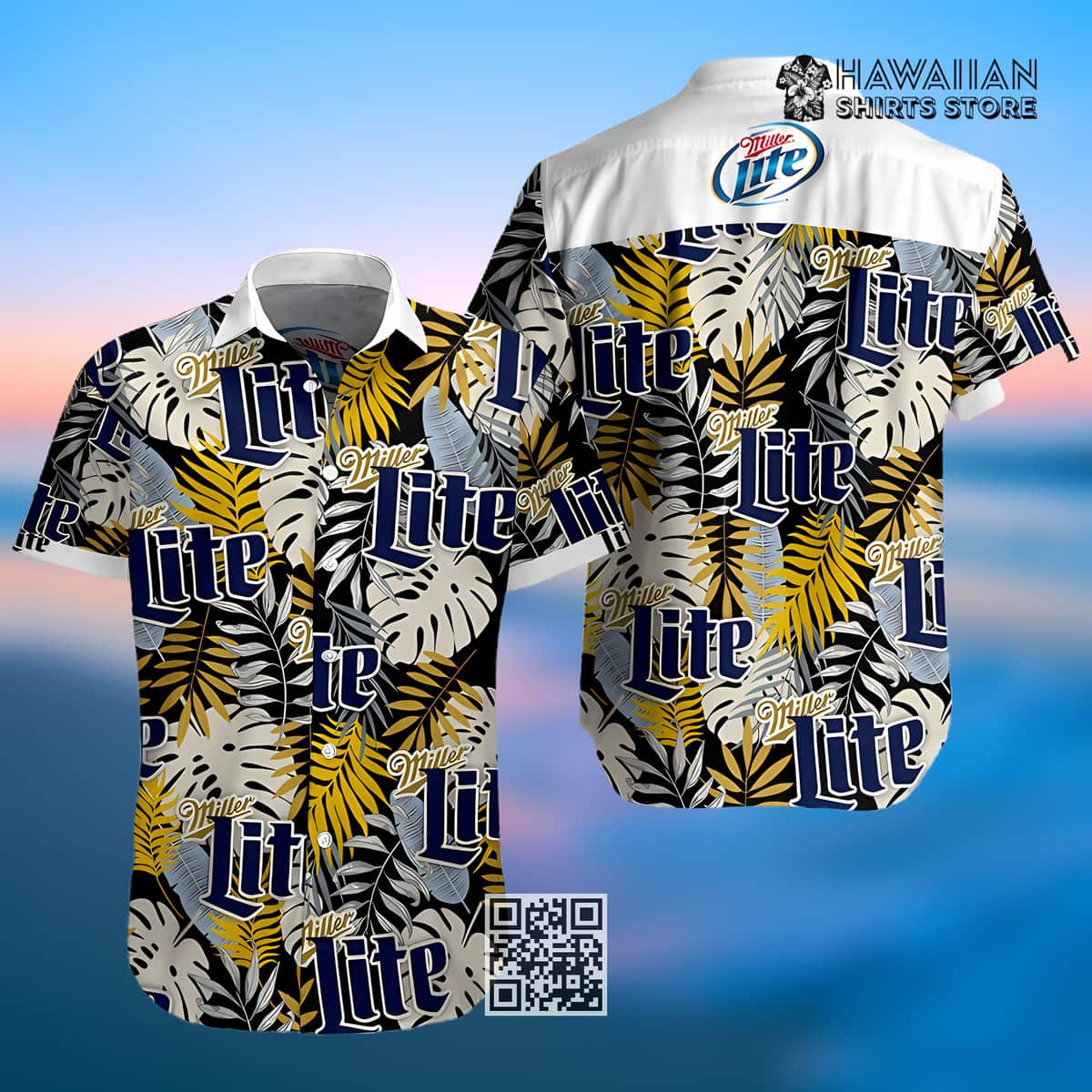 Miller Lite Hawaiian Shirt Tropical Palm Leaves Gift For Beer Lovers