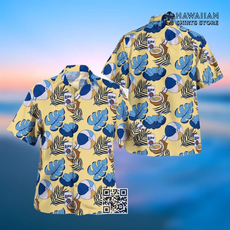 Miller Lite Beer Hawaiian Shirt Tropical Summer For Beach Lovers Miller Lite Beer Hawaiian Shirt Tropical Summer For Beach Lovers