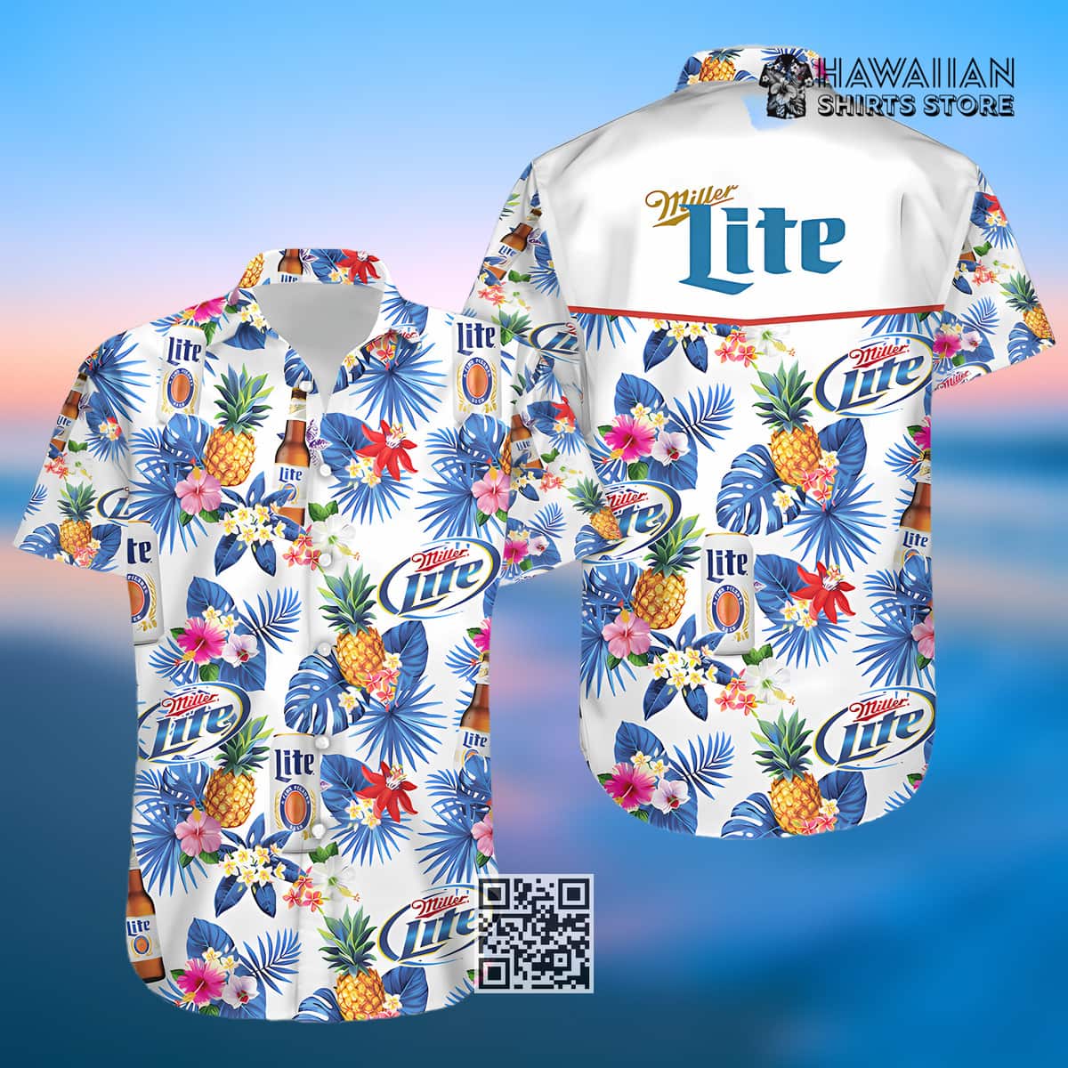 Summer Pattern And Miller Lite Beer Hawaiian Shirt Summer Pattern And Miller Lite Beer Hawaiian Shirt