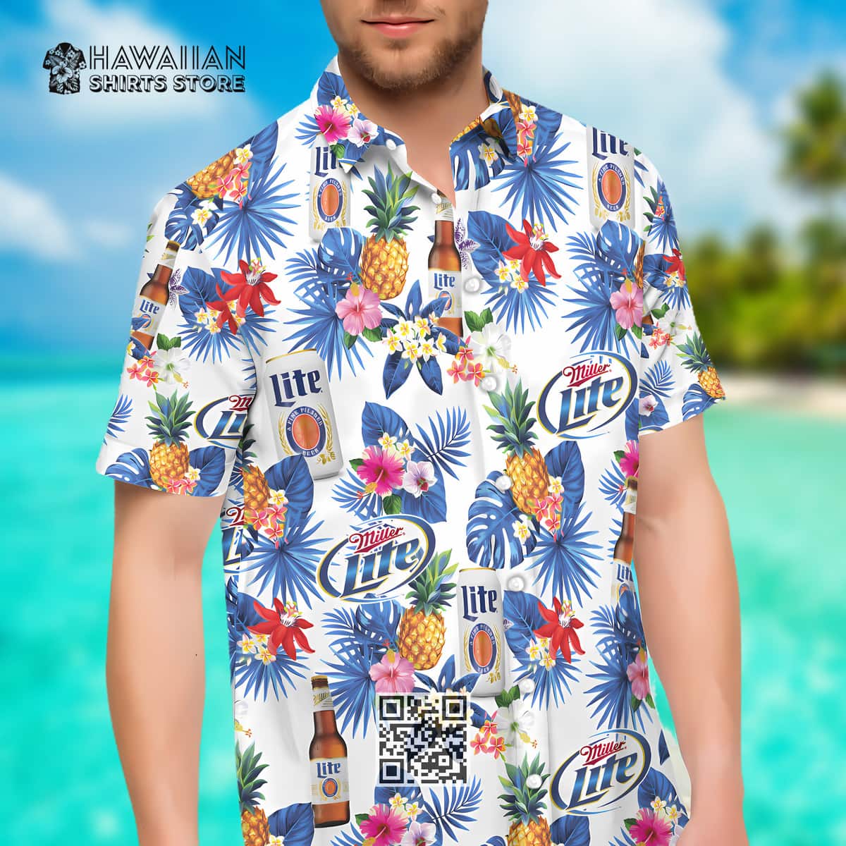 Summer Pattern And Miller Lite Beer Hawaiian Shirt Summer Pattern And Miller Lite Beer Hawaiian Shirt