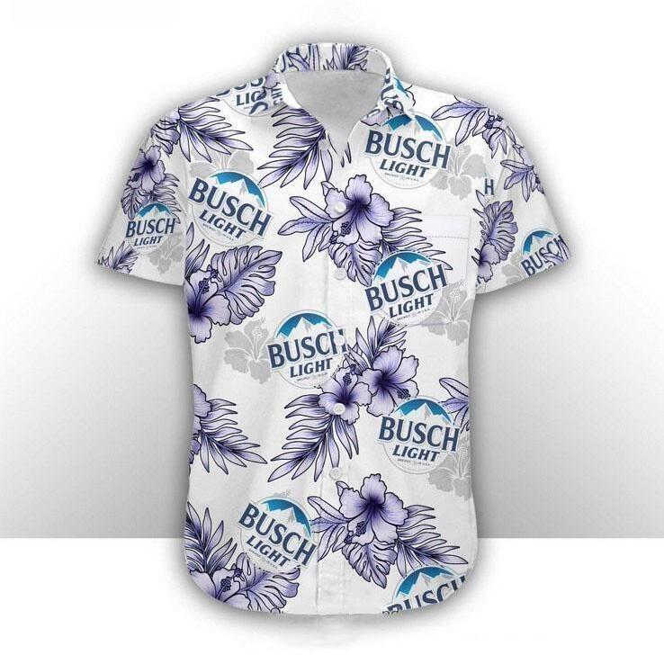 Busch Light Hawaiian Shirt Hibiscus Flowers For Beer Lovers