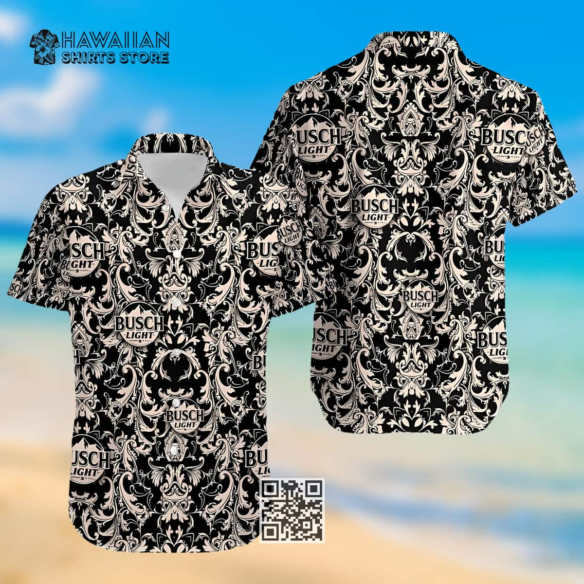 Renaissance Pattern Dark Theme Busch Light Hawaiian Shirt