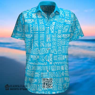 Busch Light Hawaiian Shirt Blue Tribal Pattern Busch Light Hawaiian Shirt Blue Tribal Pattern